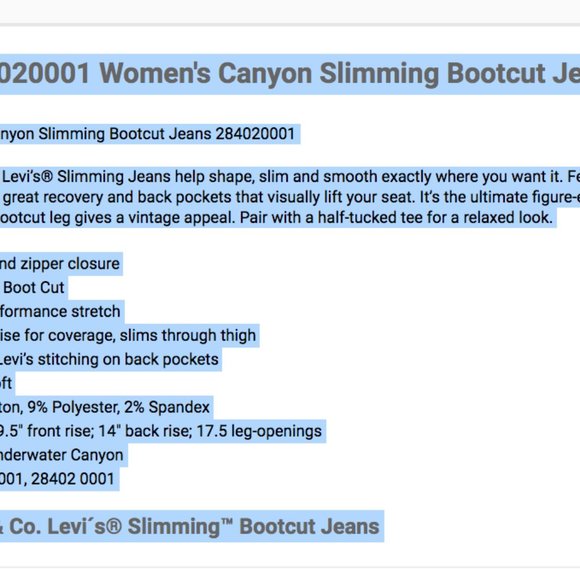 Levi's Zip Fly Mid Rise Canyon Slimming Bootcut Jeans 28w/Measurement - Picture 3 of 11